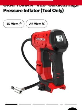 Craftsman Cordless High-Pressure Inflator in Red and Black